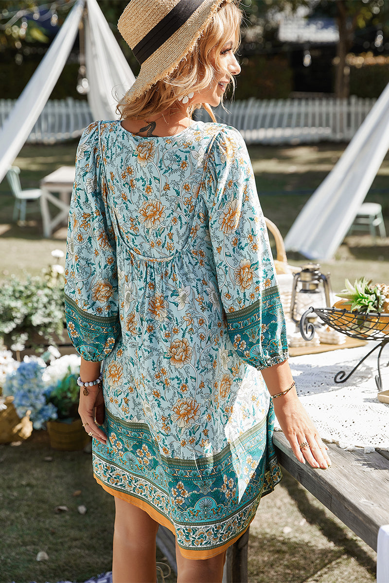AURINA BOHO DRESS - TURQUOISE