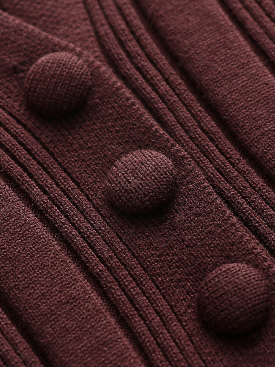 Calistally | TAMIA Bell Cuff Knit Shirt Jacket - Chocolate