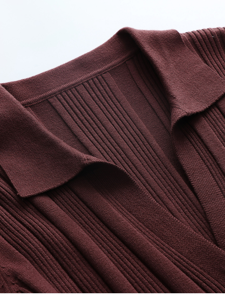 Calistally | TAMIA Bell Cuff Knit Shirt Jacket - Chocolate