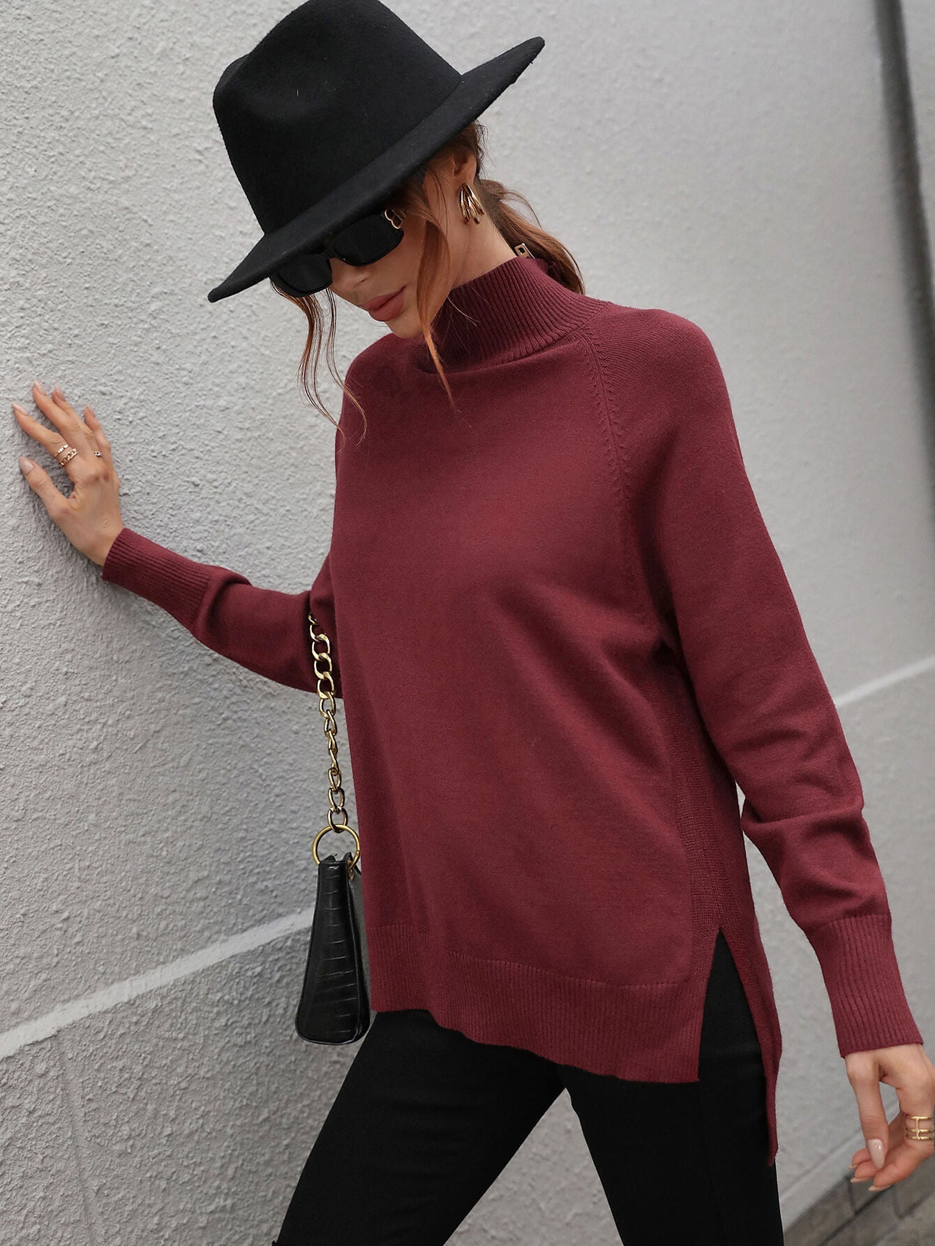 TAY KNIT JUMPER - CLARET