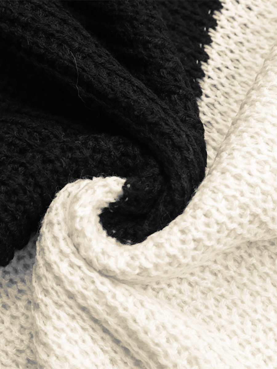 Calistally | Black Grey Stripe Block Sweater