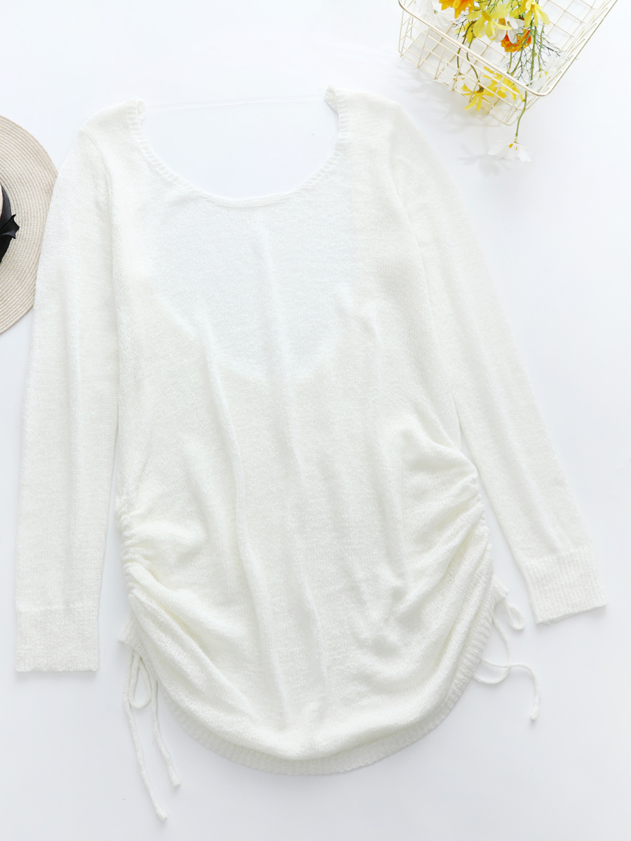 Calistally | CASTAWAY Low Open Back Knit Dress - Cream
