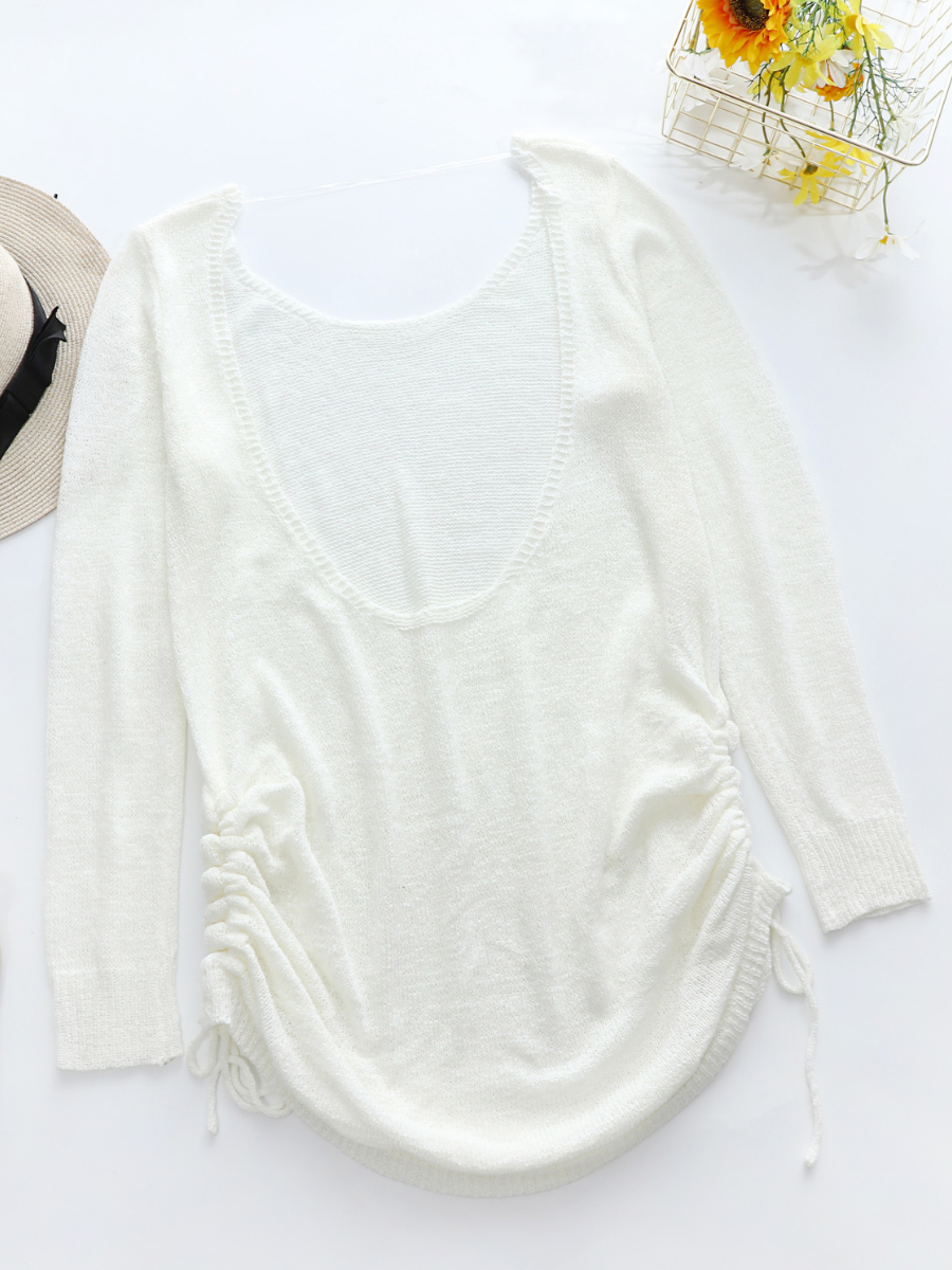 Calistally | CASTAWAY Low Open Back Knit Dress - Cream