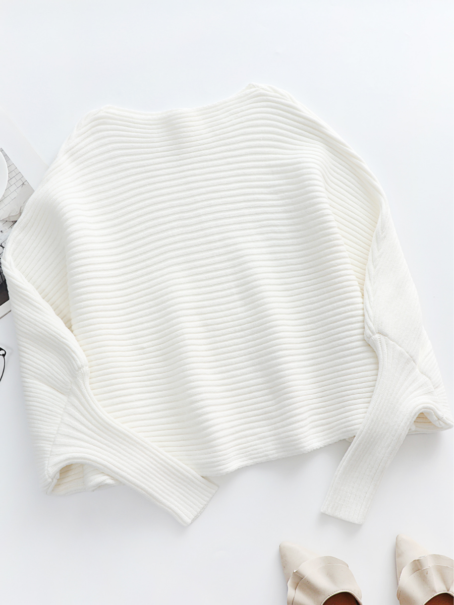 Calistally | GISELE Lantern Sleeve Long Cuff Knit Top - Cream
