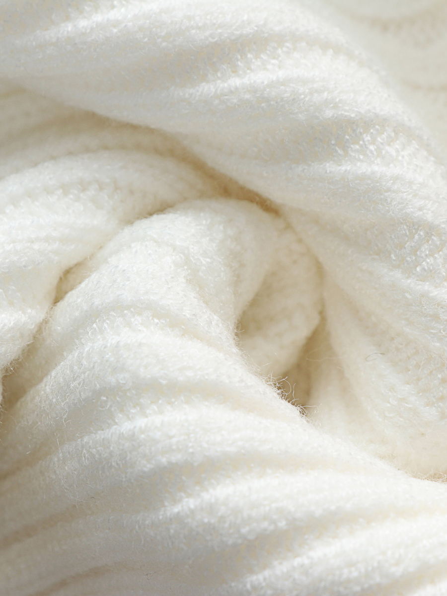 Calistally | GISELE Lantern Sleeve Long Cuff Knit Top - Cream