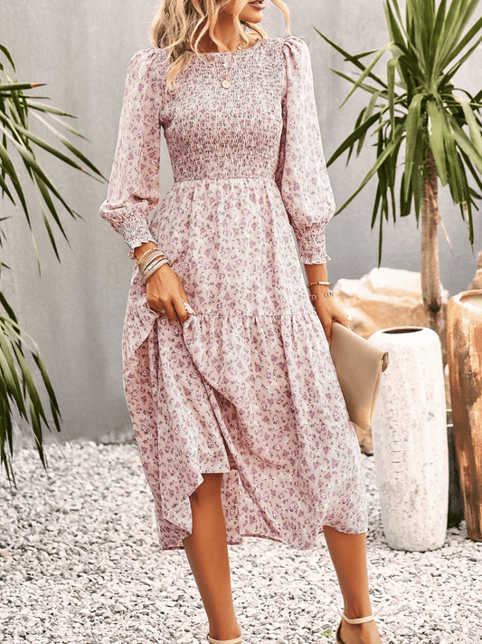 TRADING PLACES FLORAL MIDI DRESS - CREPE