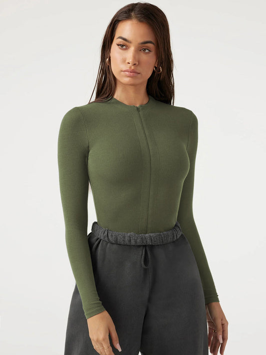 Alessandra Fitted Bodysuit - Olive