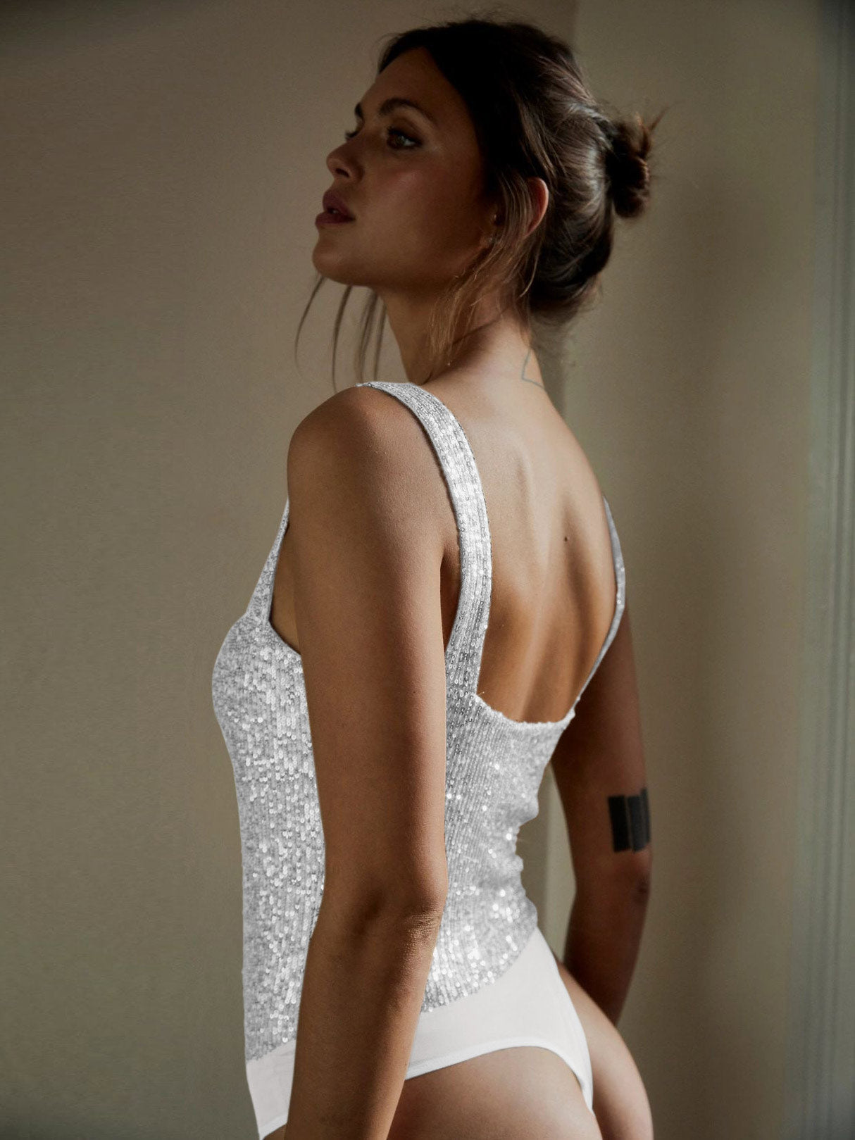 Shine Like No Other Sequin Bodysuit - Silver