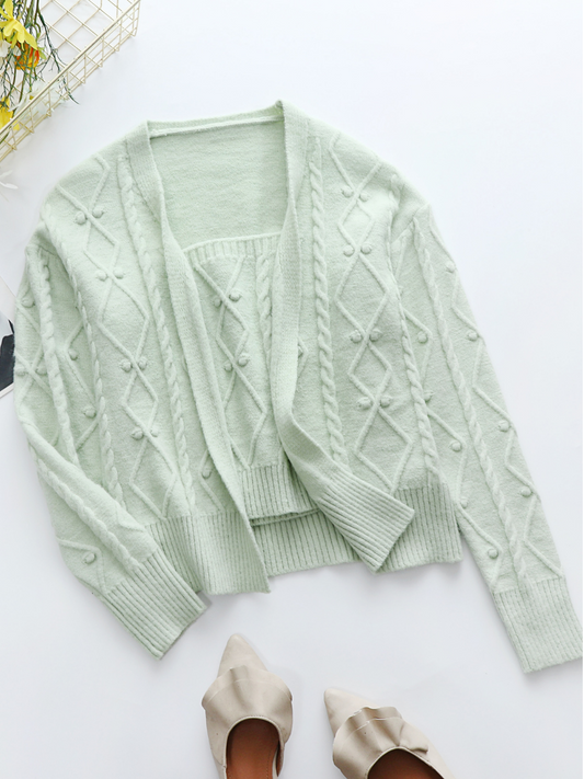 Calistally | RACHAELS Knit Cardigan Set - Green