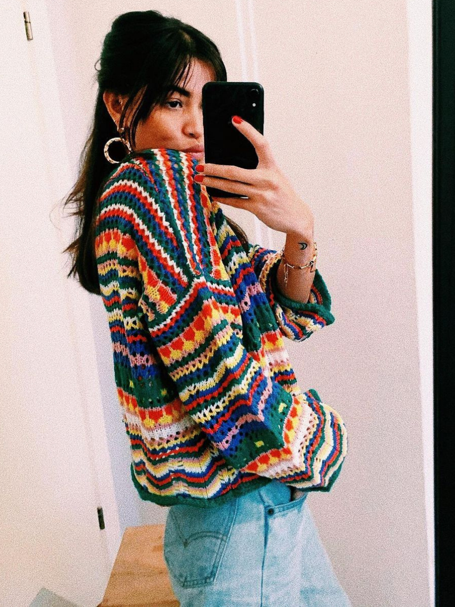 Calistally Doll | MARMO Zig Zag Crochet Knit Top - Green