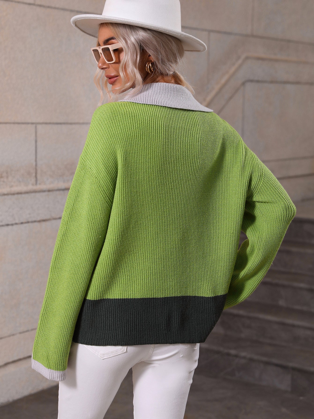 MIND AT EASE KNIT HALF ZIP PULLOVER - GREEN