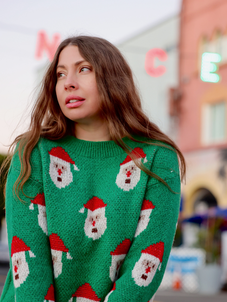 Calistally Doll | Green Santa Christmas Sweater