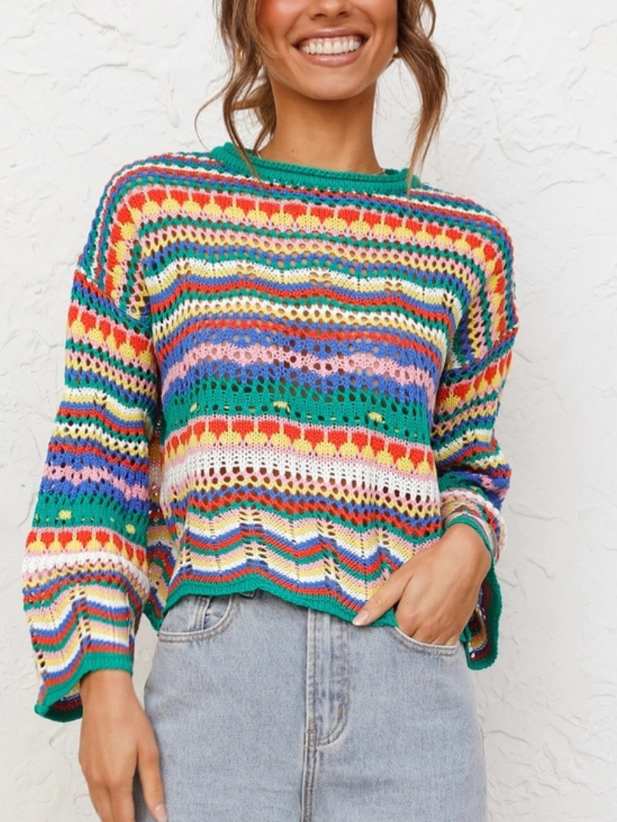 Calistally Doll | MARMO Zig Zag Crochet Knit Top - Green