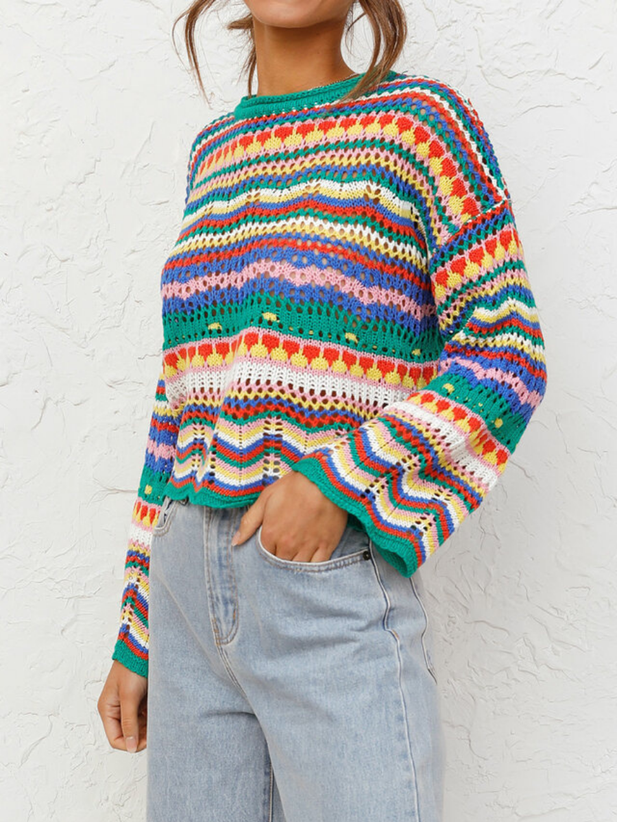 Calistally Doll | MARMO Zig Zag Crochet Knit Top - Green