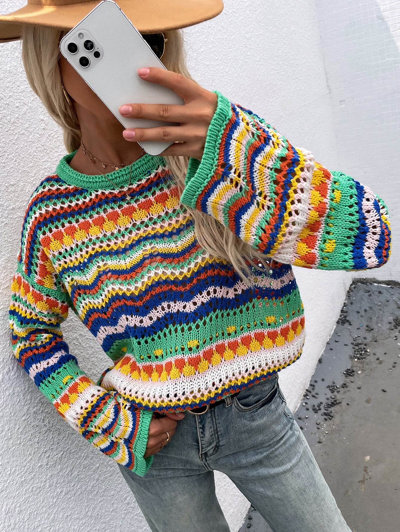Calistally Doll | MARMO Zig Zag Crochet Knit Top - Green