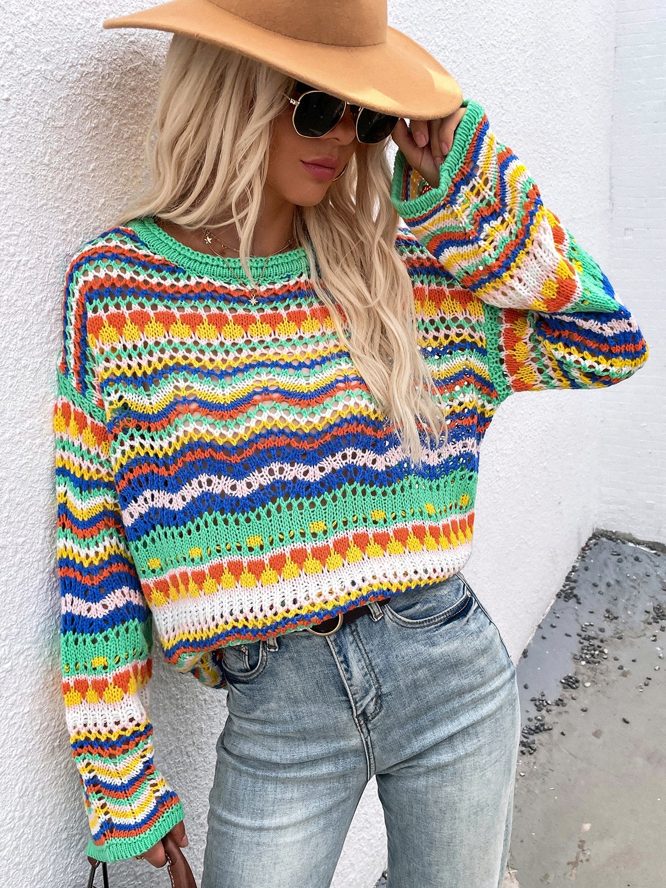 Calistally Doll | MARMO Zig Zag Crochet Knit Top - Green