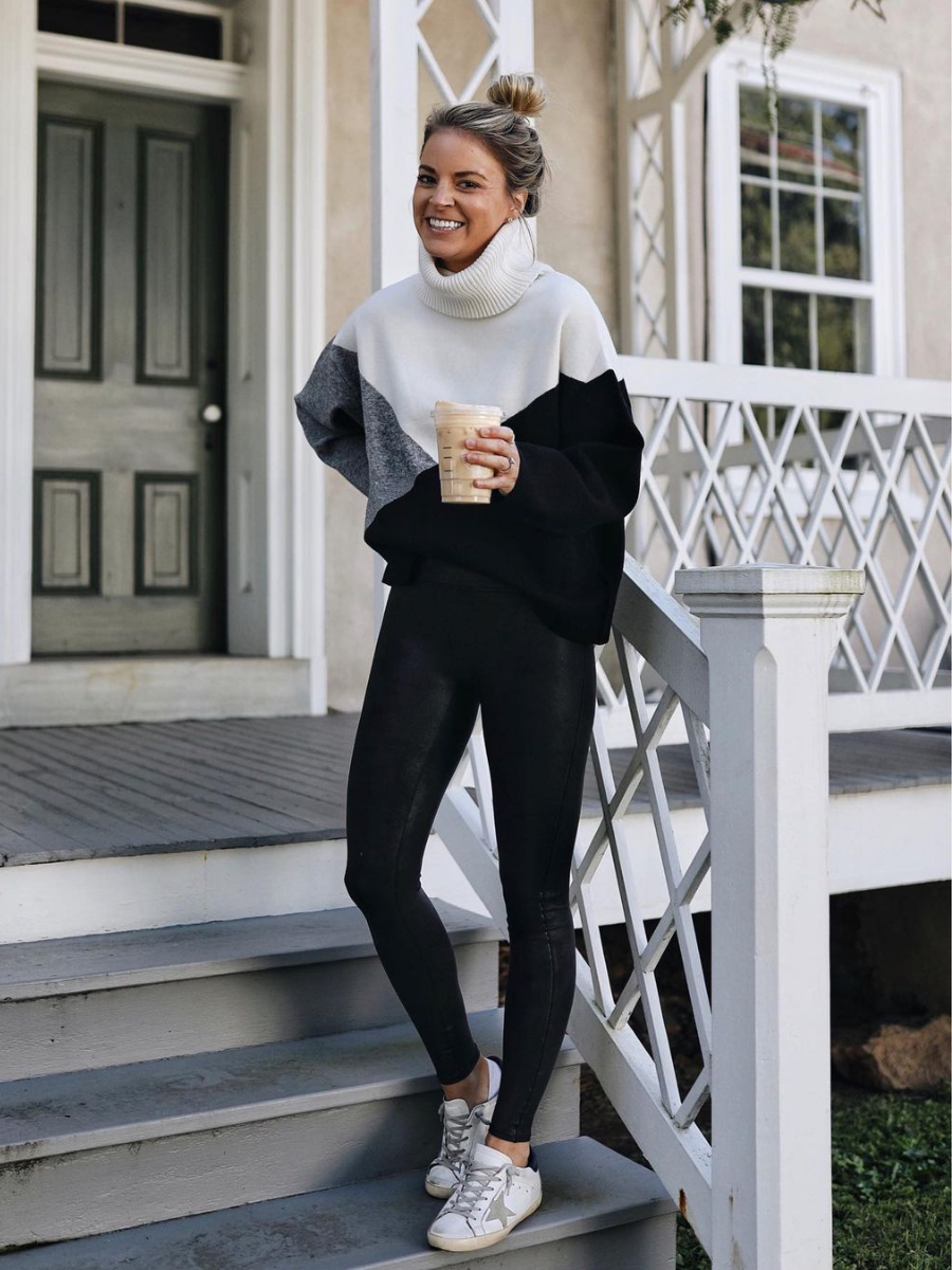 Calistally Doll | Color Block DULCIE Knit Sweater - White Grey Black
