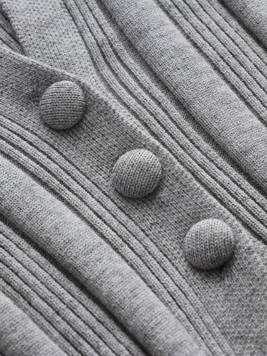 Calistally | TAMIA Bell Cuff Knit Shirt Jacket - Grey