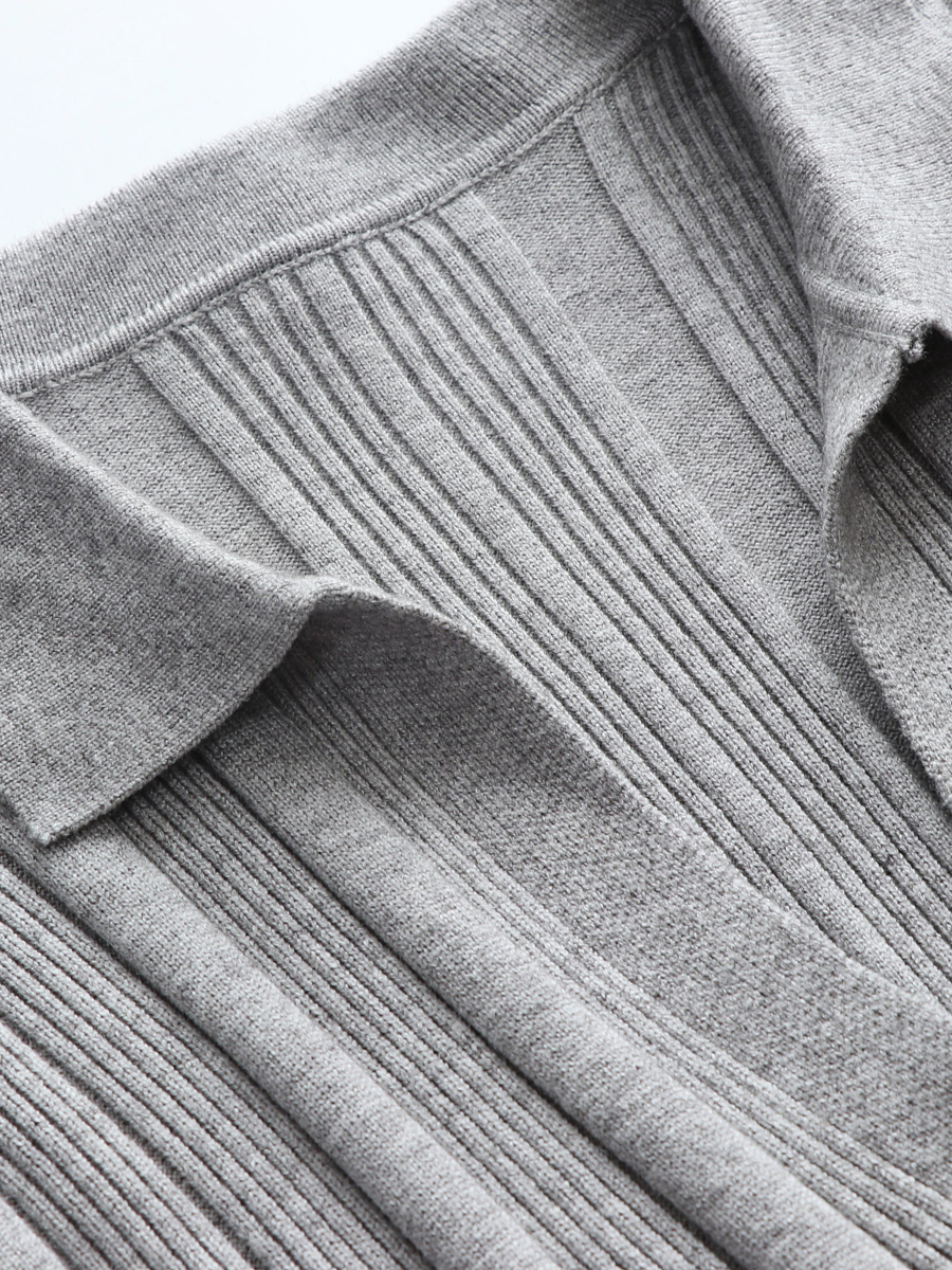 Calistally | TAMIA Bell Cuff Knit Shirt Jacket - Grey