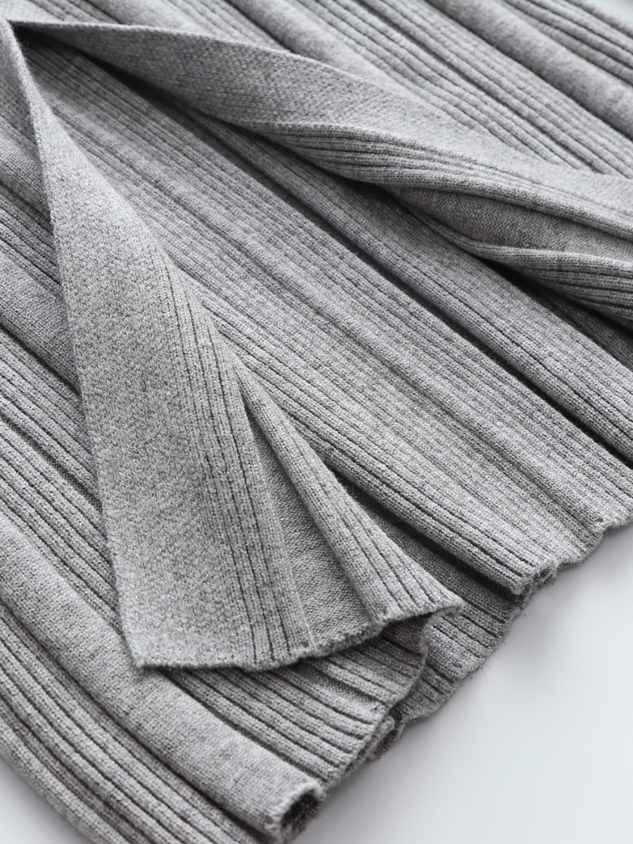 Calistally | TAMIA Bell Cuff Knit Shirt Jacket - Grey