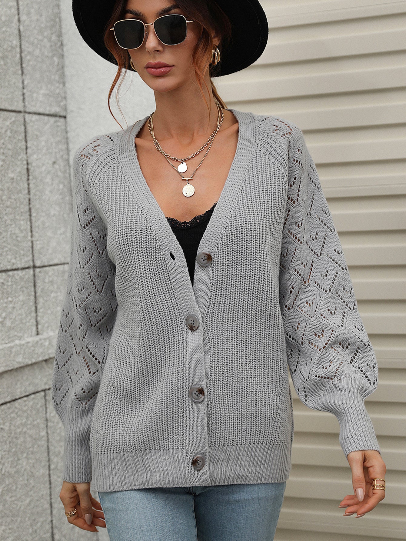 SHANTALL KNIT CARDIGAN - GREY