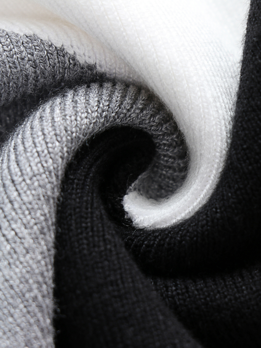 Calistally Doll | Color Block DULCIE Knit Sweater - White Grey Black