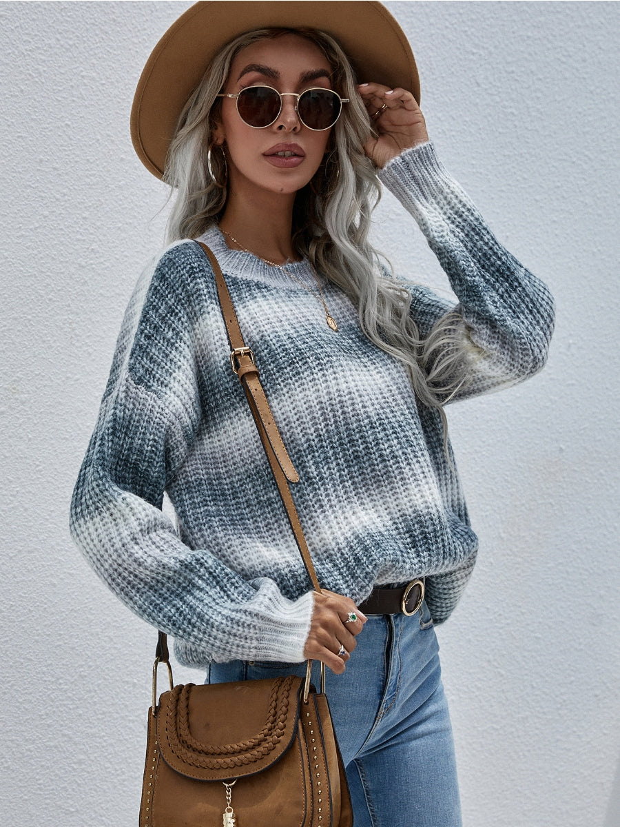 Calistally | Tie-Dye Bat-Sleeve Sweater - Grey