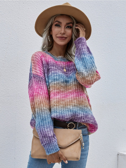 Calistally | Tie-Dye Bat-Sleeve Sweater - Pink