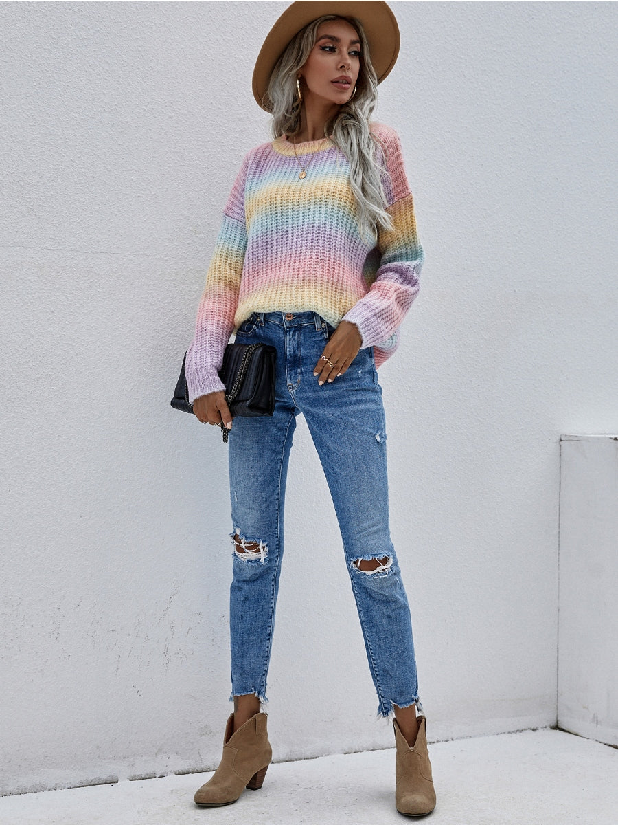 Calistally | Tie-Dye Bat-Sleeve Sweater - Lilac