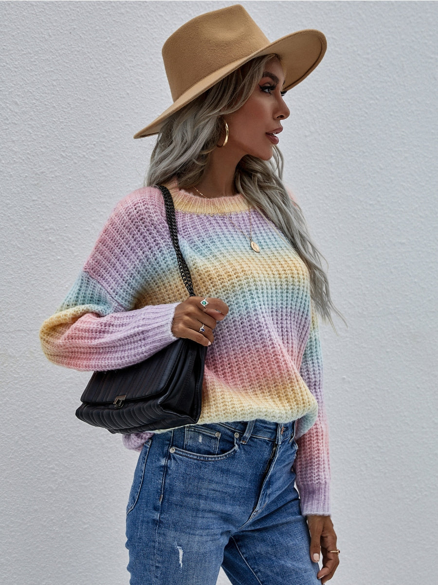 Calistally | Tie-Dye Bat-Sleeve Sweater - Lilac