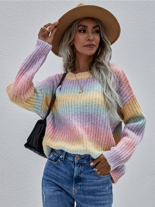 Calistally | Tie-Dye Bat-Sleeve Sweater - Lilac
