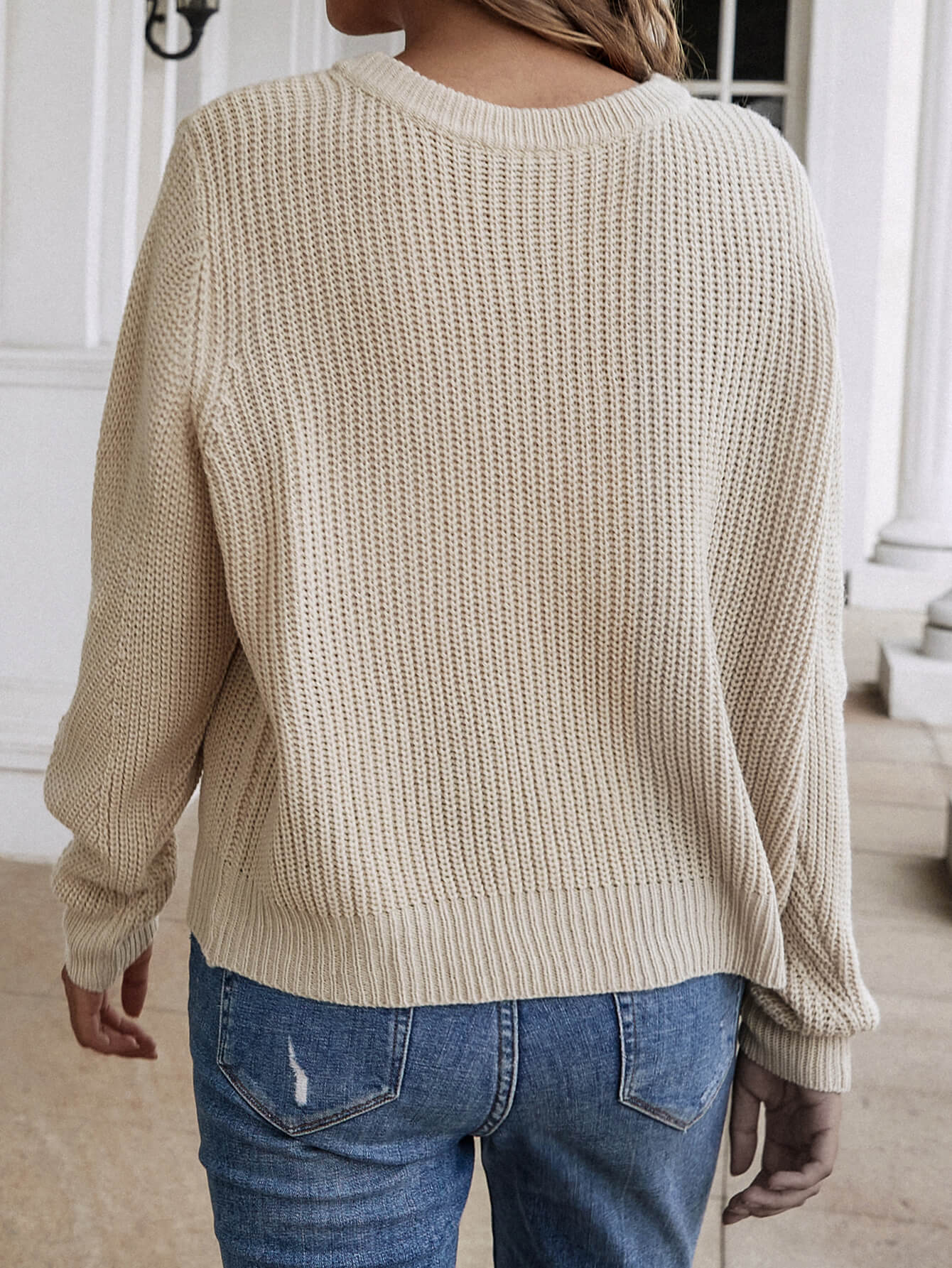 Calistally | Front and Back Wearable Knit Cardigan - Beige