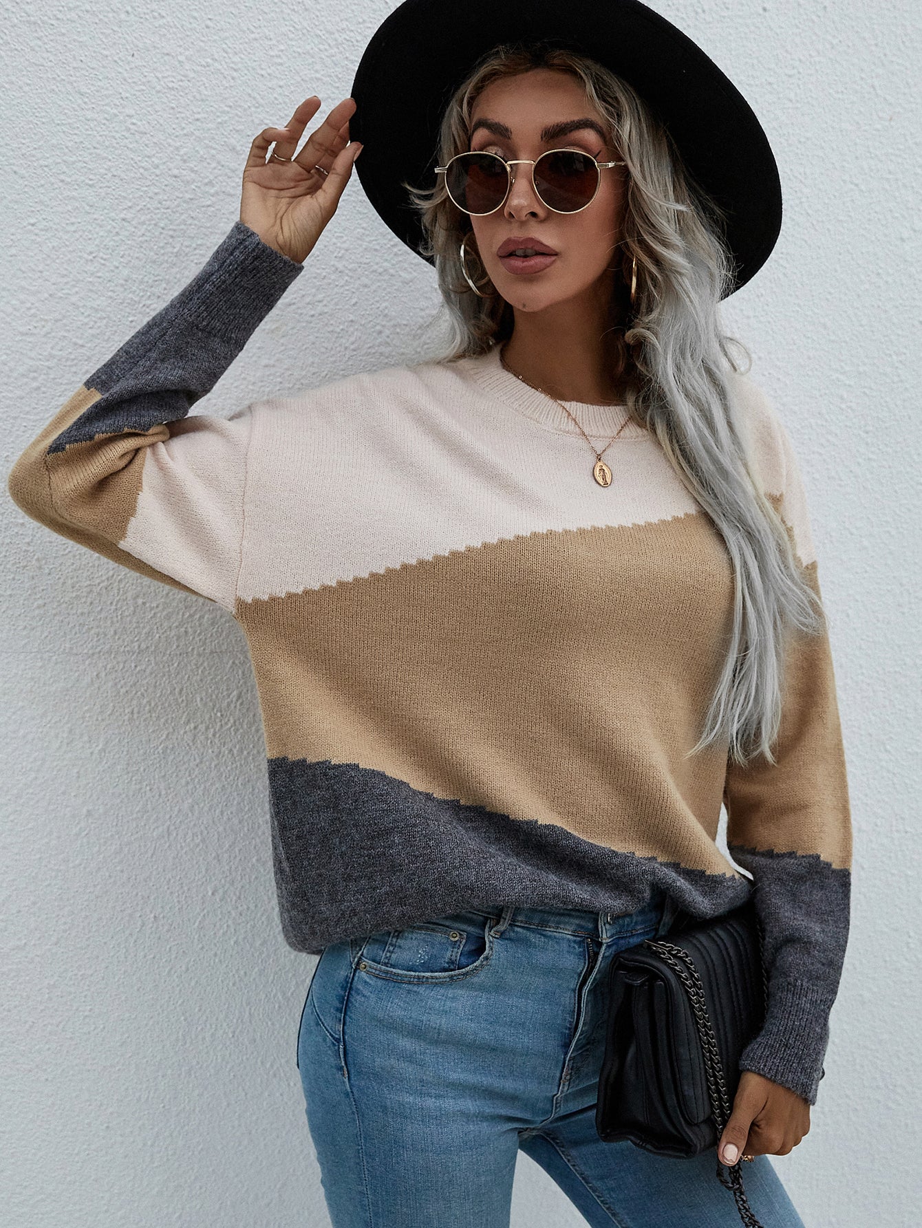 Calistally | ELMA Knit Jumper - Apricot Block