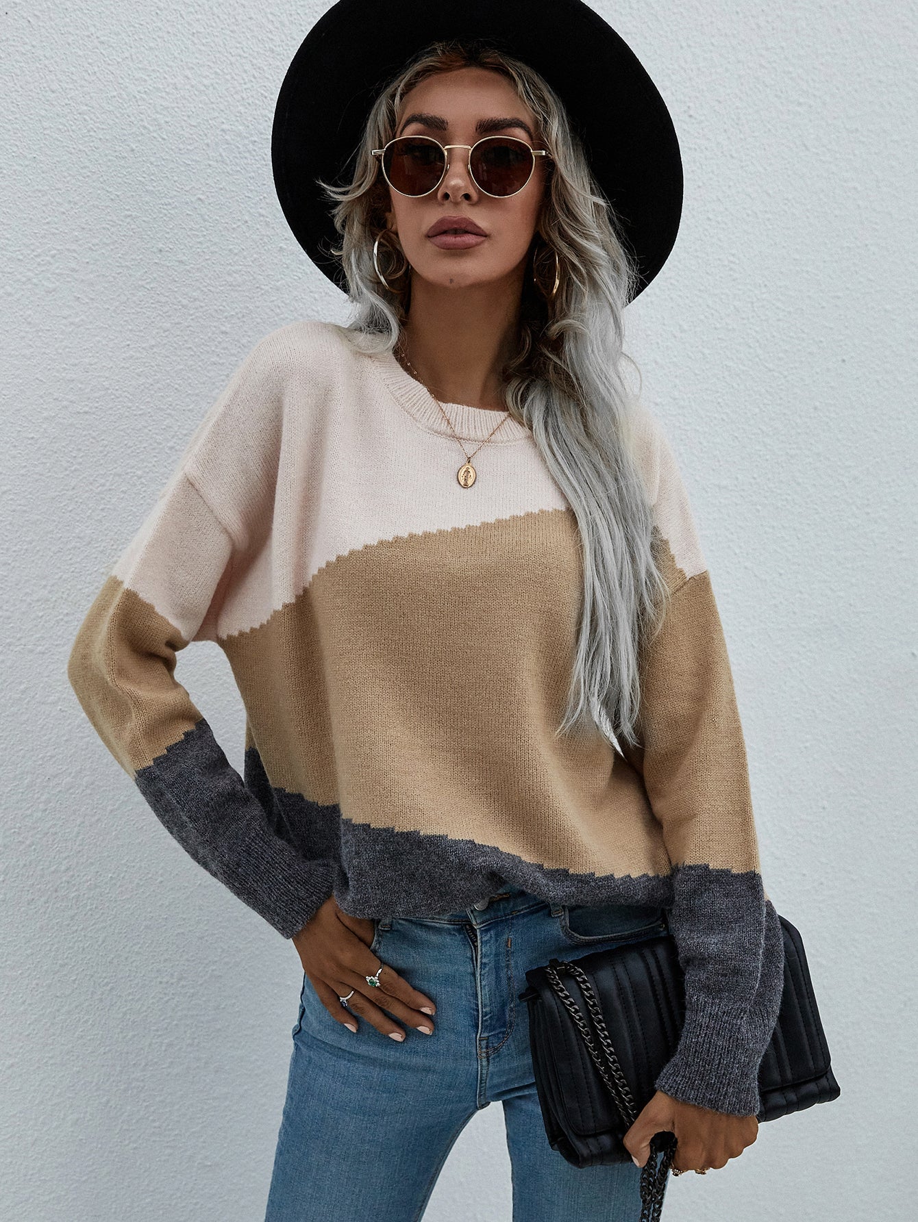 Calistally | ELMA Knit Jumper - Apricot Block