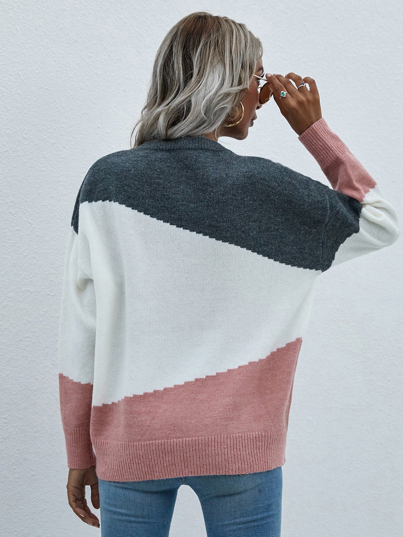 Calistally | ELMA Knit Jumper - Pink Block