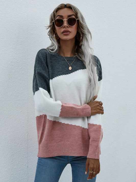 Calistally | ELMA Knit Jumper - Pink Block