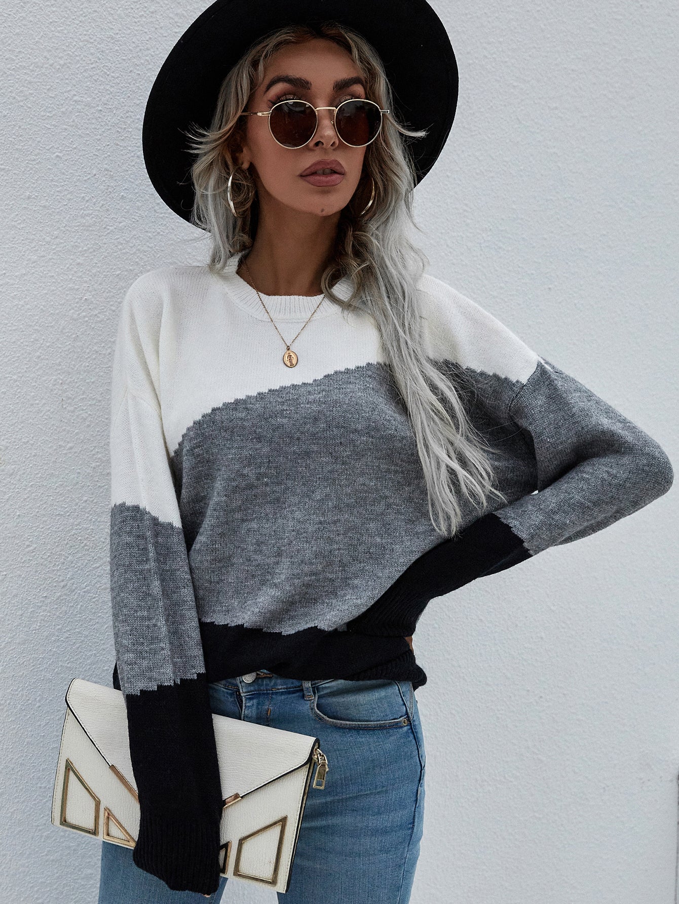 Calistally | ELMA Knit Jumper - Grey Block