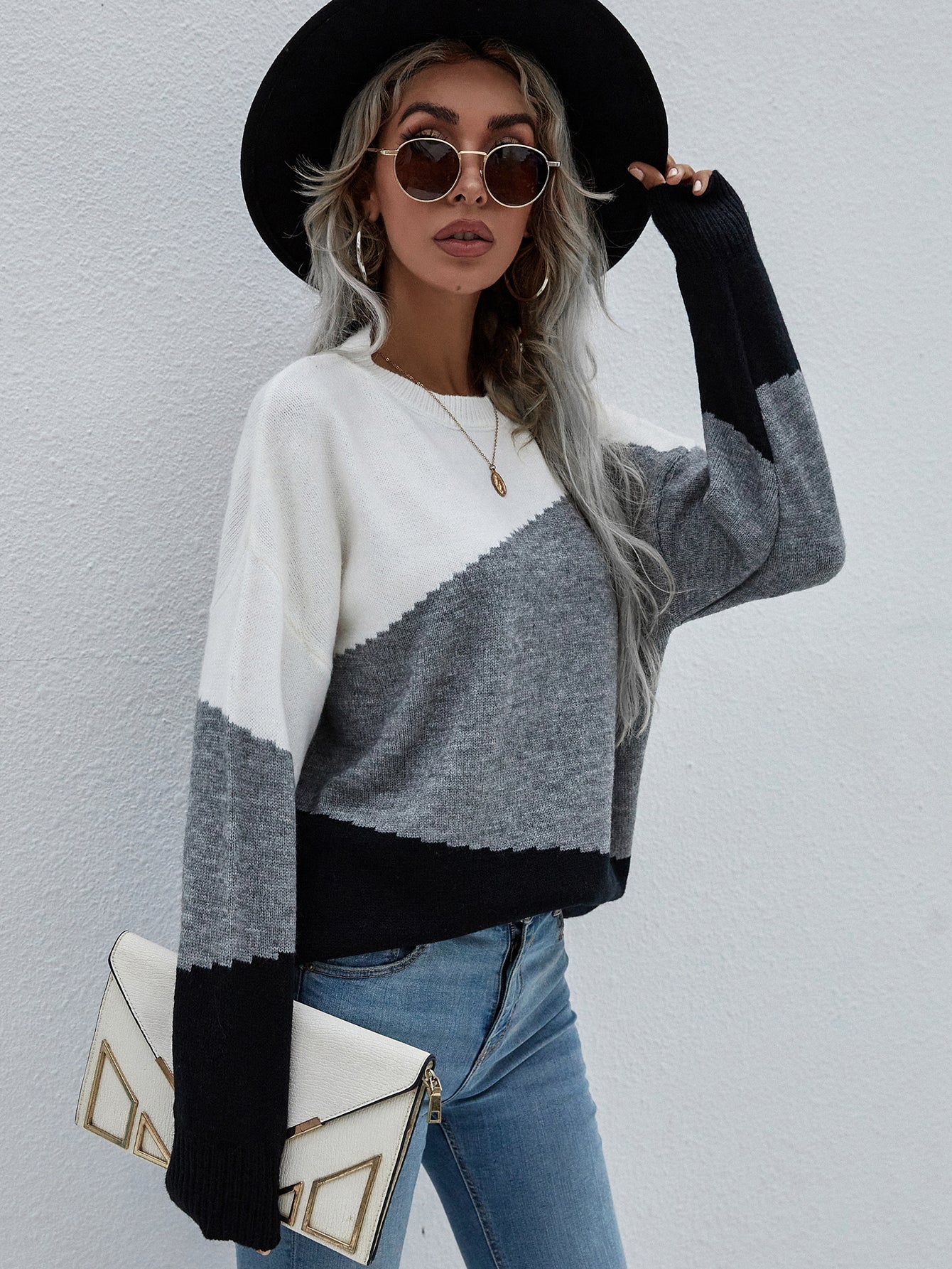 Calistally | ELMA Knit Jumper - Grey Block