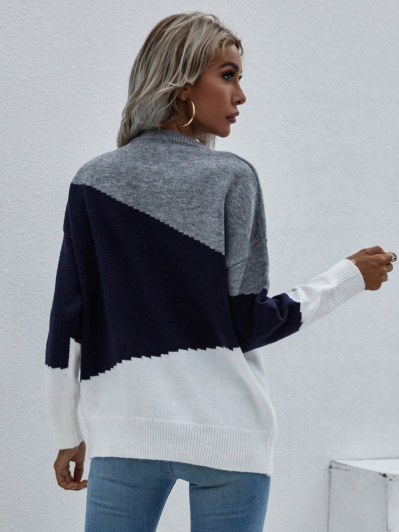 Calistally | ELMA Knit Jumper - Navy Block