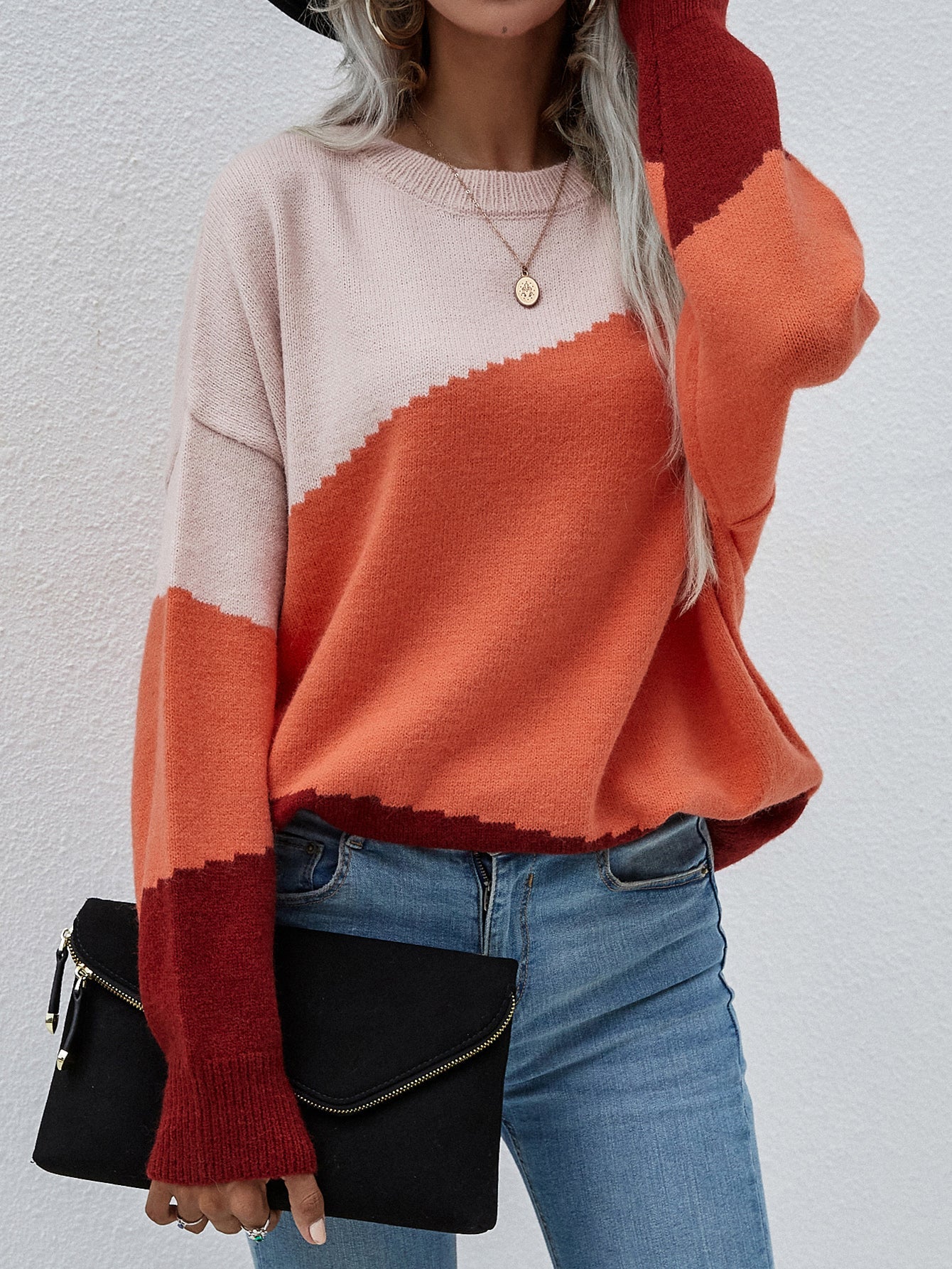 Calistally | ELMA Knit Jumper - Orange Block