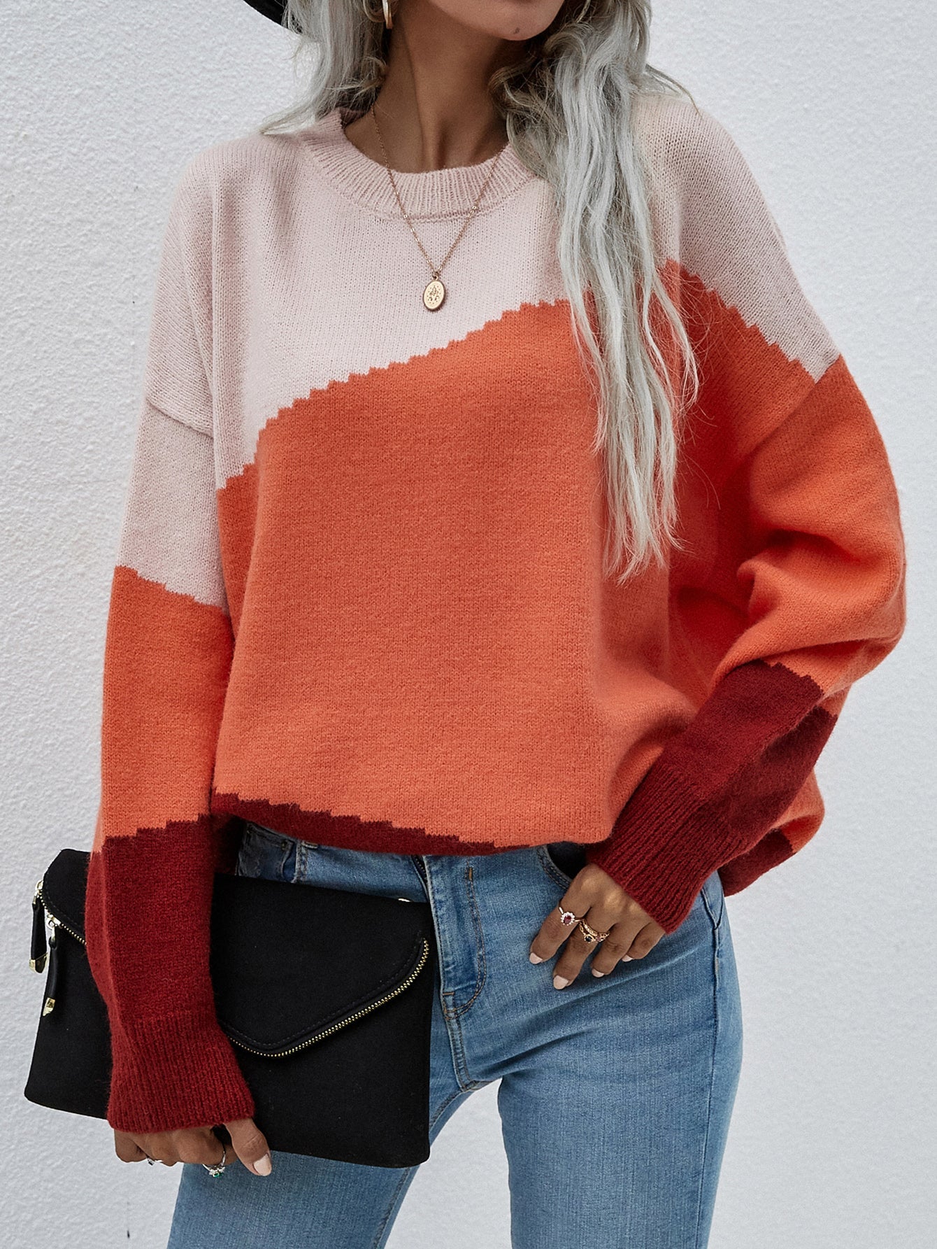 Calistally | ELMA Knit Jumper - Orange Block