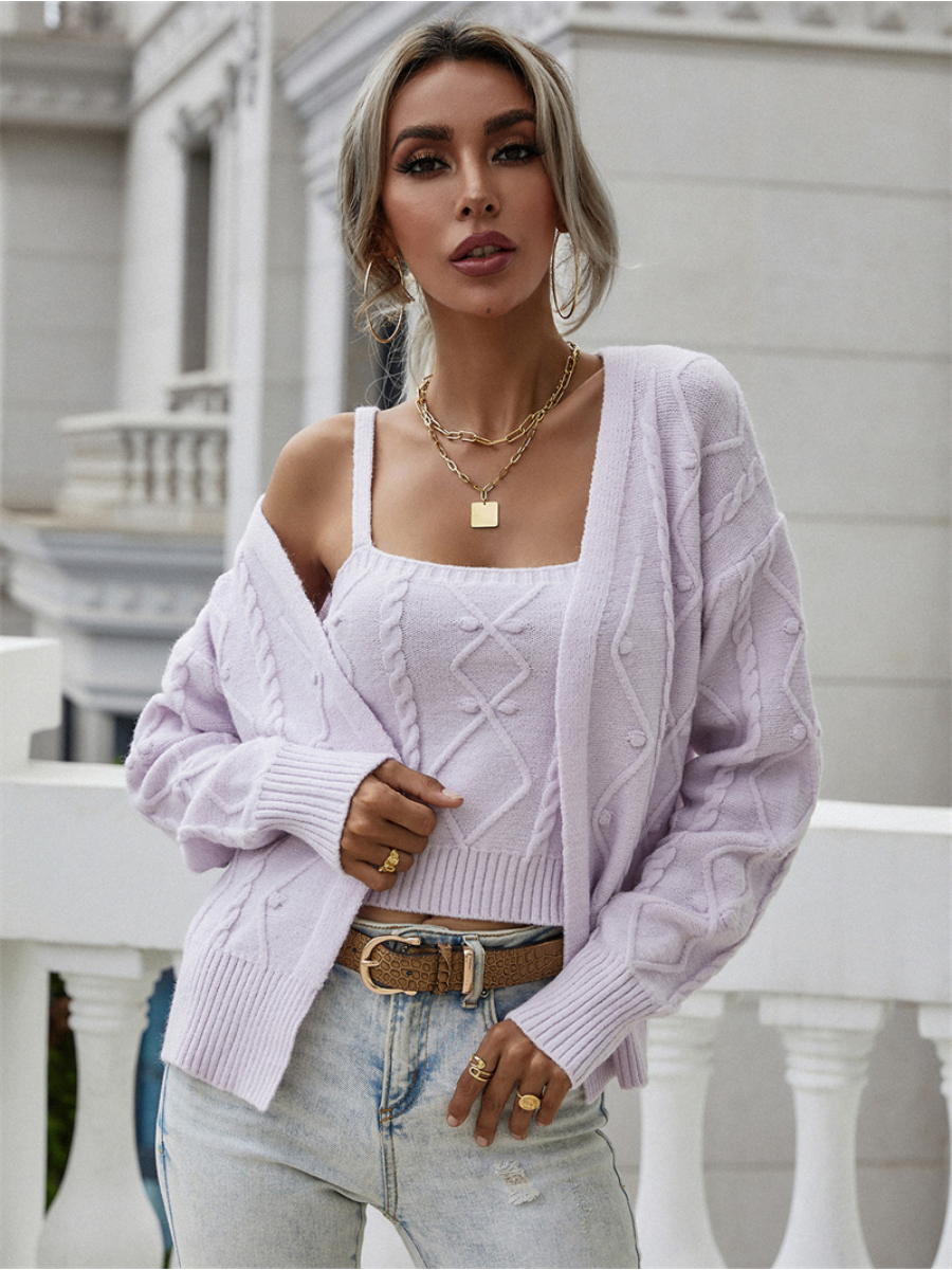 Calistally | RACHAELS Knit Cardigan Set - Lavender