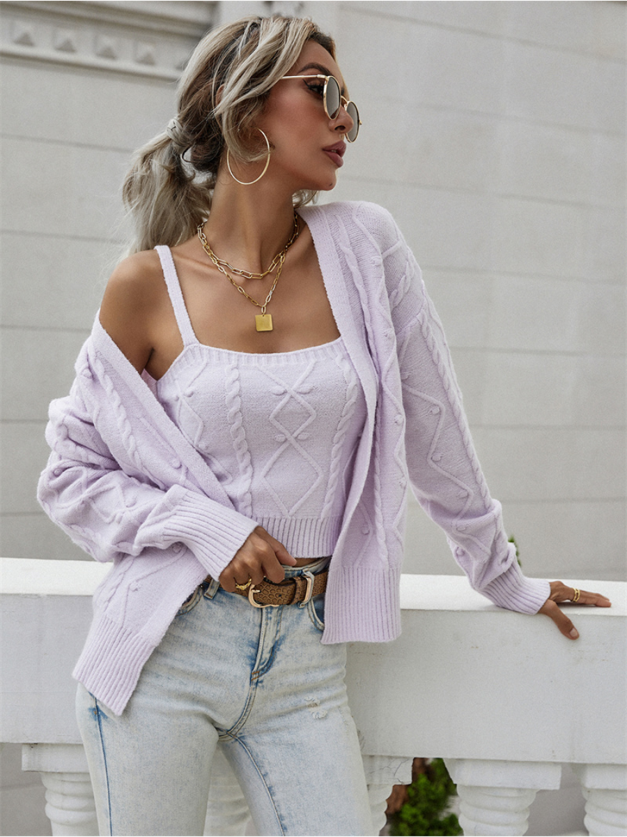 Calistally | RACHAELS Knit Cardigan Set - Lavender