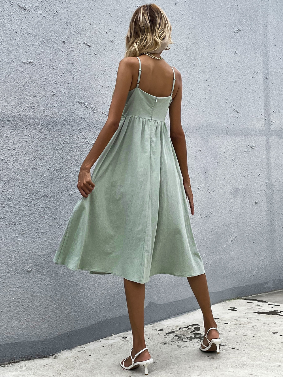 LINDSAY Linen Blend Dress - Mint Green