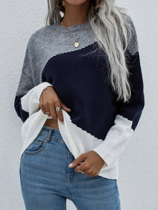 Calistally | ELMA Knit Jumper - Navy Block