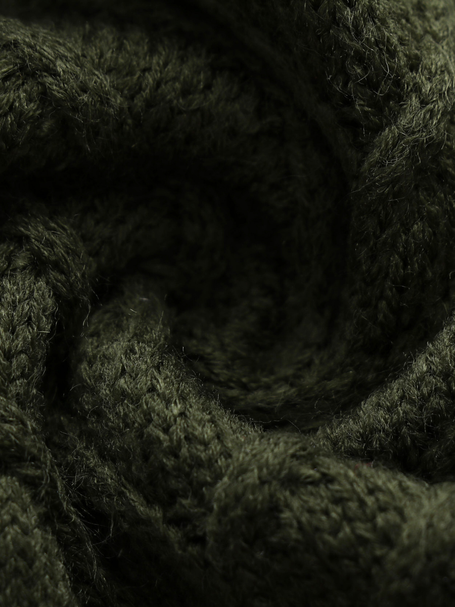 Calistally | Olive Shoulder Cut-Out Knit Sweater