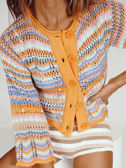 Calistally | Pumpkin Date Knit Cardigan - Orange