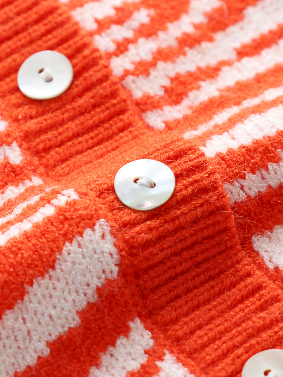 Calistally | Tiger Year Animal Patterned Knit Cardigan - Orange