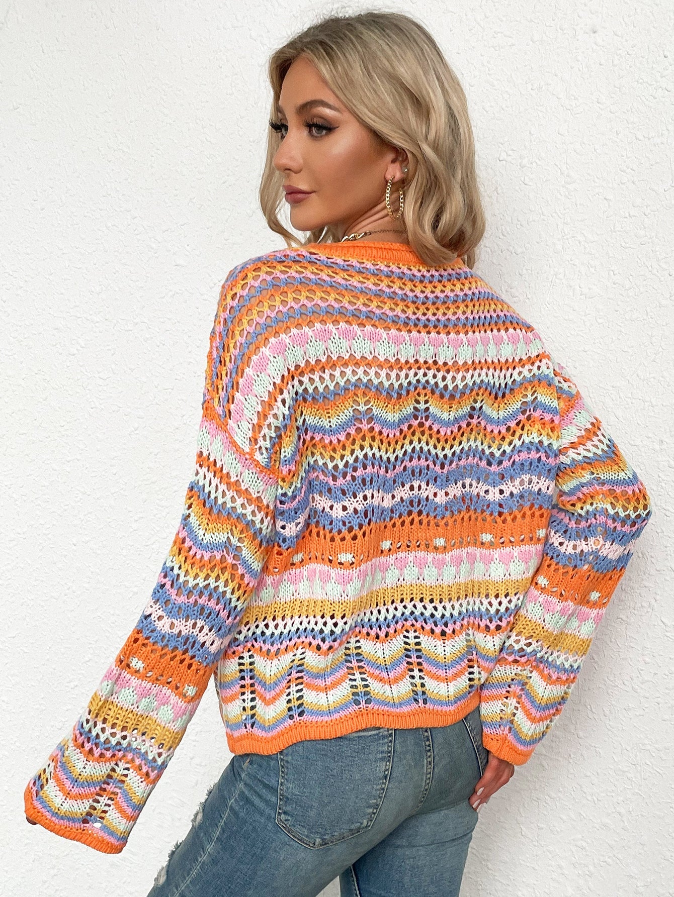 Calistally Doll | MARMO Zig Zag Crochet Knit Top - Orange