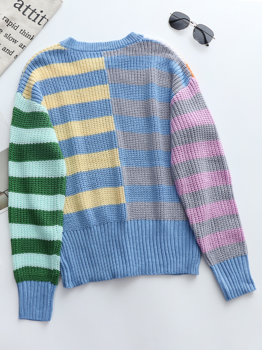 Calistally | ROBERTA Stripe Multi Color Knit Top
